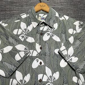 Kahala AVI Shirt Men's Small Green Rayon Linen Floral SS Button Hawaiian Kehau